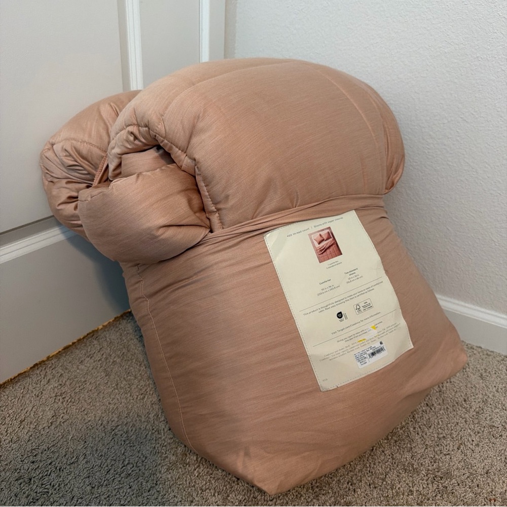 CASALUNA Full/Queen Rayon from Bamboo Comforter Set Light Adobe Clay NEW - Picture 5 of 6